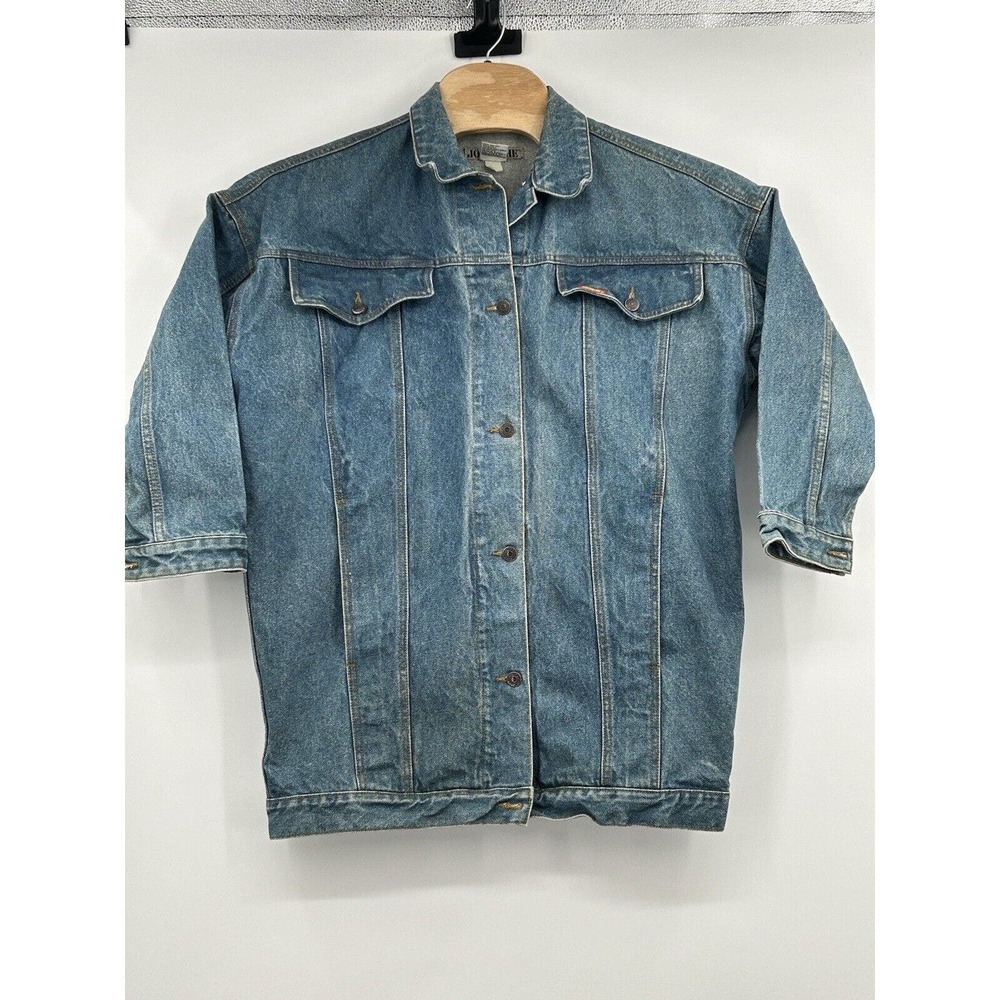 Jordache Vintage 80’s Batwing Acid Wash Denim Jean Glam Jacket‎ Woman’s Size MED